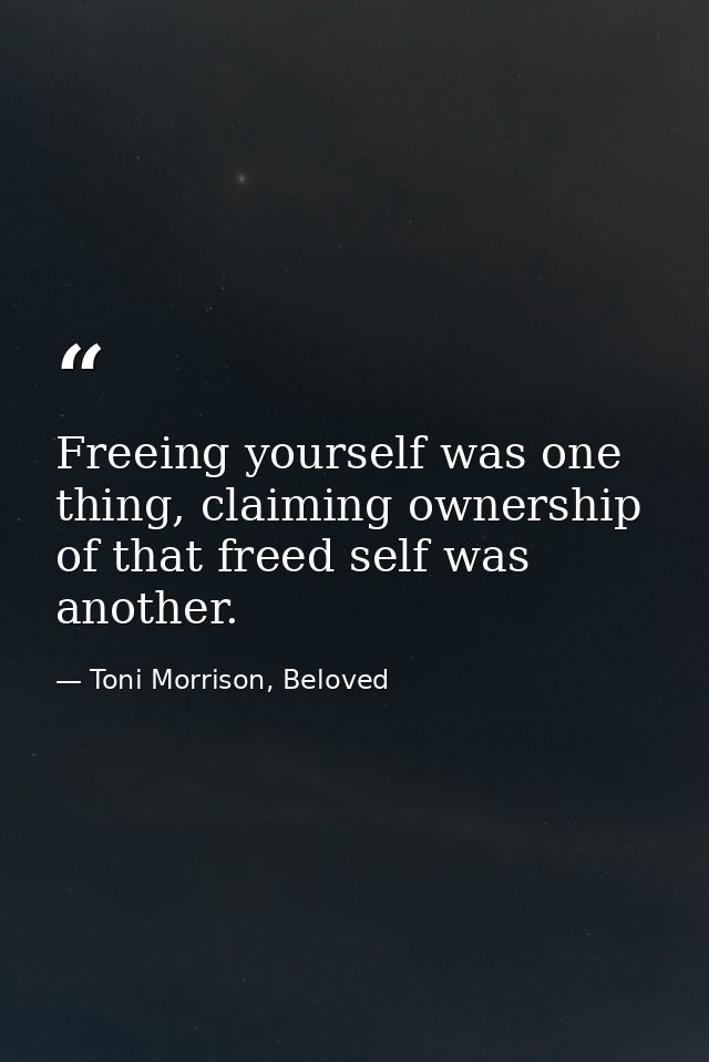Freeing yourself was one thing, claiming ownership of that freed self was another. — Toni Morrison, Beloved