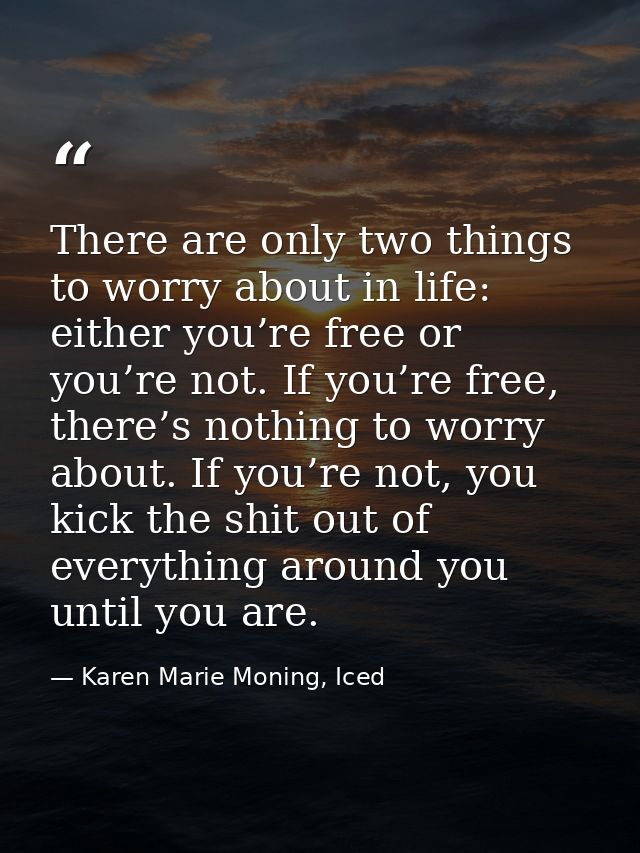 There are only two things to worry about in life: either you’re free or you’re not. If you’re free, there’s nothing to w — Karen Marie Moning, Iced
