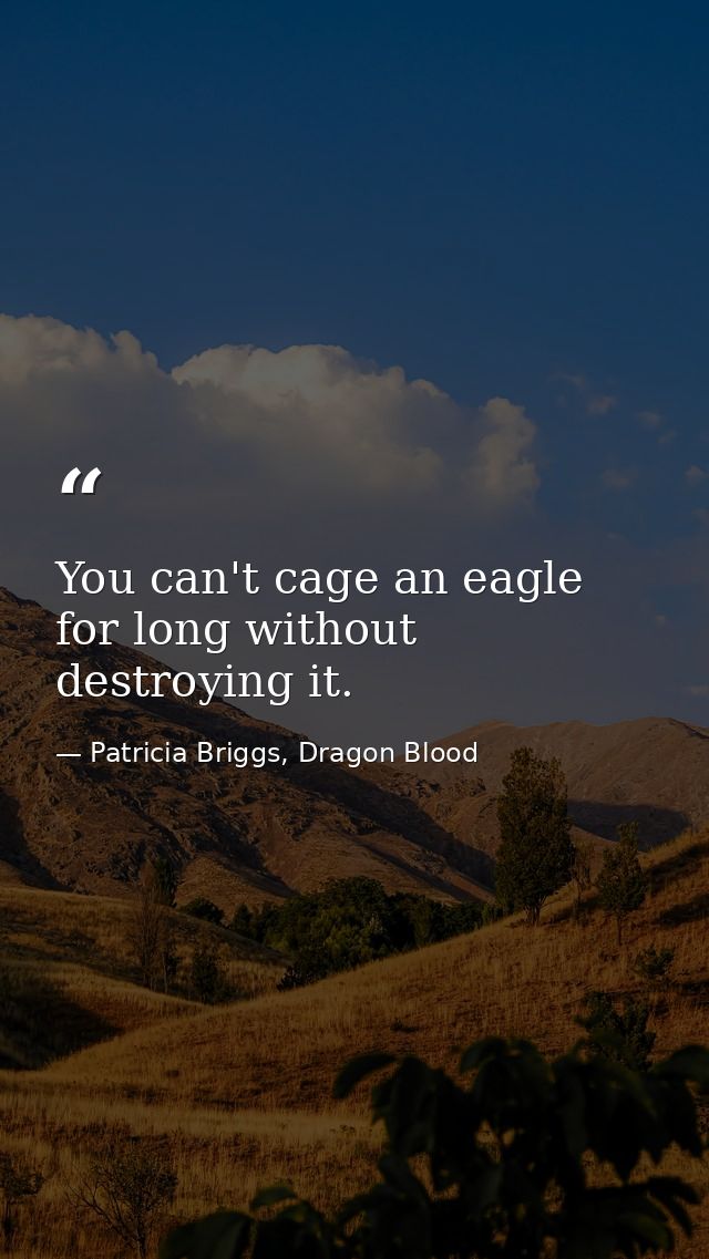 You can't cage an eagle for long without destroying it. — Patricia Briggs, Dragon Blood