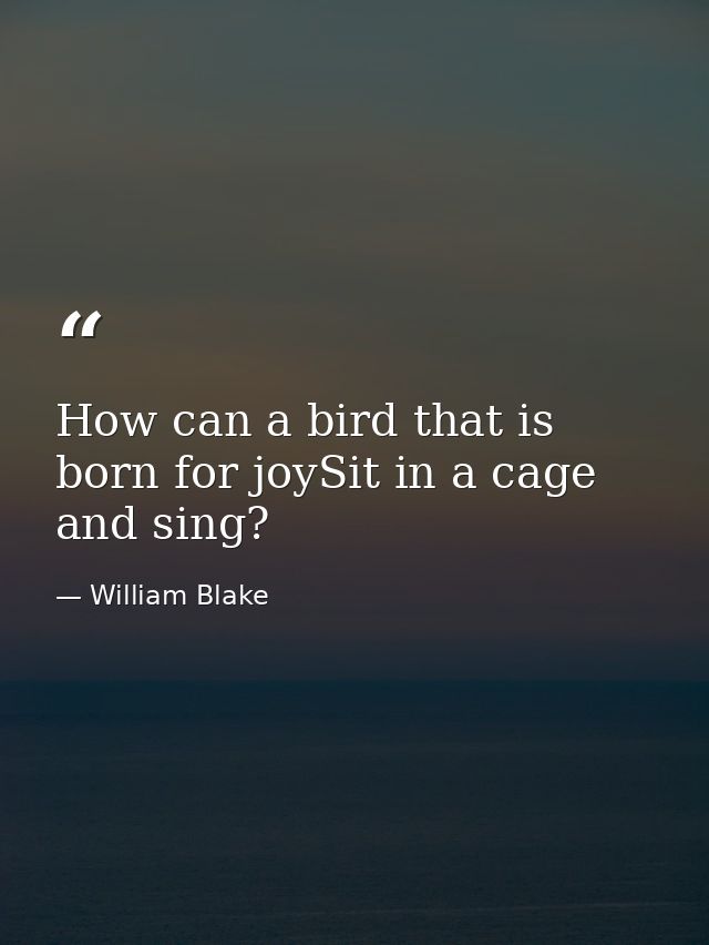 How can a bird that is born for joySit in a cage and sing? — William Blake