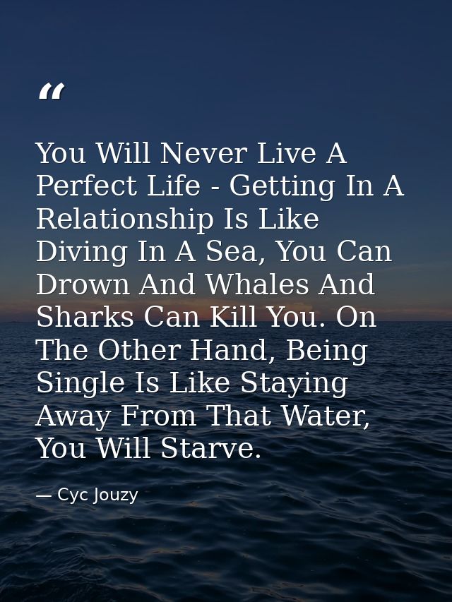 You Will Never Live A Perfect Life - Getting In A Relationship Is Like Diving In A Sea, You Can Drown And Whales And Sha — Cyc Jouzy