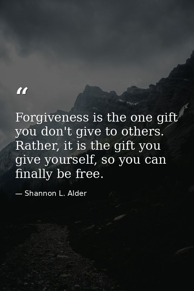 Forgiveness is the one gift you don't give to others. Rather, it is the gift you give yourself, so you can finally be fr — Shannon L. Alder
