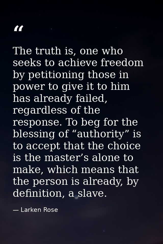 The truth is, one who seeks to achieve freedom by petitioning those in power to give it to him has already failed, regar — Larken Rose