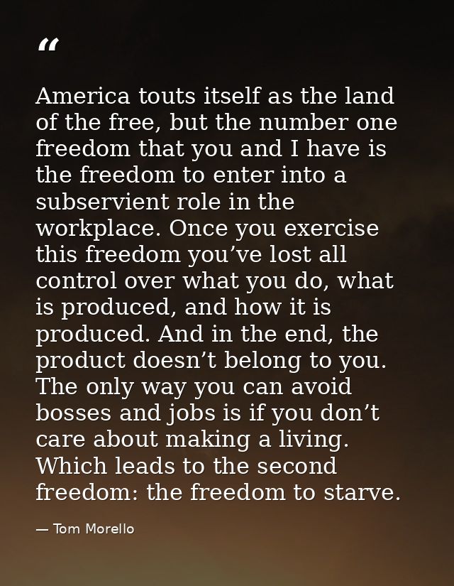 America touts itself as the land of the free, but the number one freedom that you and I have is the freedom to enter int — Tom Morello