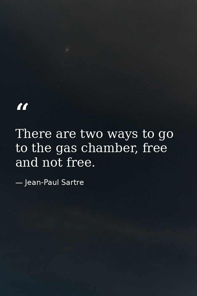 There are two ways to go to the gas chamber, free and not free. — Jean-Paul Sartre