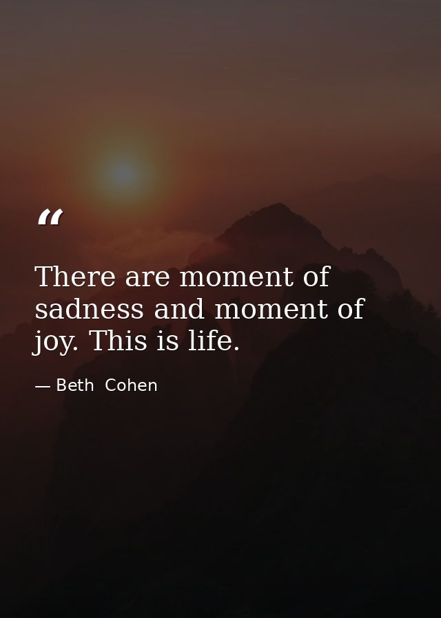 There are moment of sadness and moment of joy. This is life. — Beth  Cohen