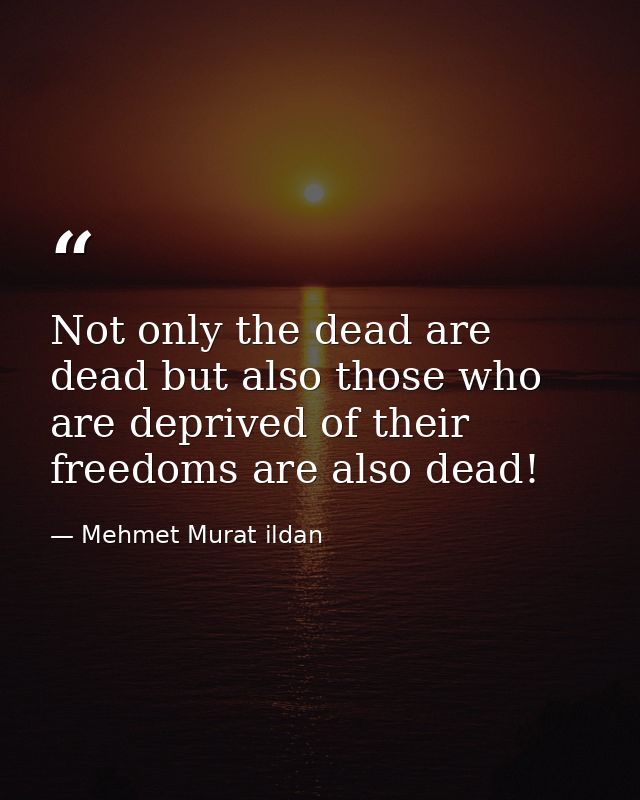 Not only the dead are dead but also those who are deprived of their freedoms are also dead! — Mehmet Murat ildan
