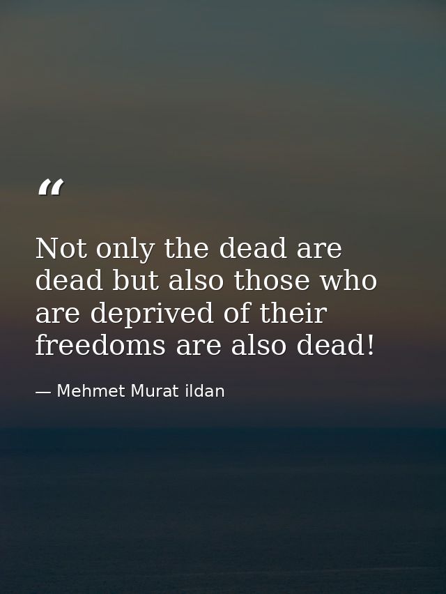 Not only the dead are dead but also those who are deprived of their freedoms are also dead! — Mehmet Murat ildan