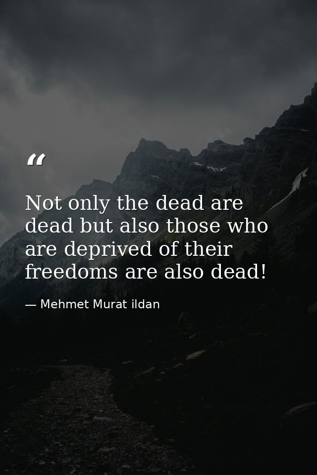 Not only the dead are dead but also those who are deprived of their freedoms are also dead! — Mehmet Murat ildan