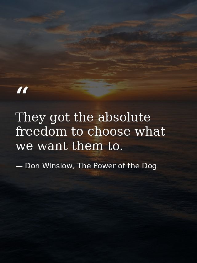 They got the absolute freedom to choose what we want them to. — Don Winslow, The Power of the Dog