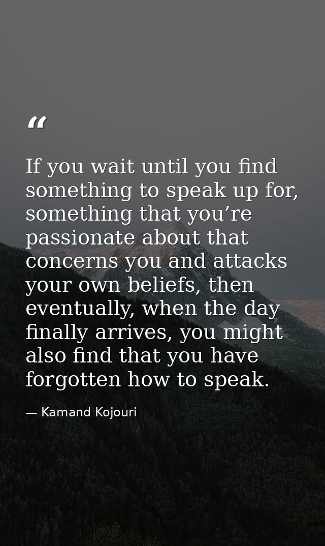 If you wait until you find something to speak up for, something that you’re passionate about that concerns you and attac — Kamand Kojouri