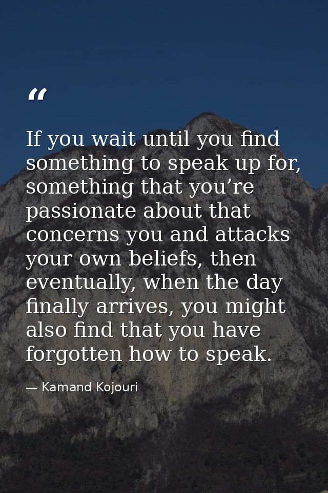 If you wait until you find something to speak up for, something that you’re passionate about that concerns you and attac — Kamand Kojouri