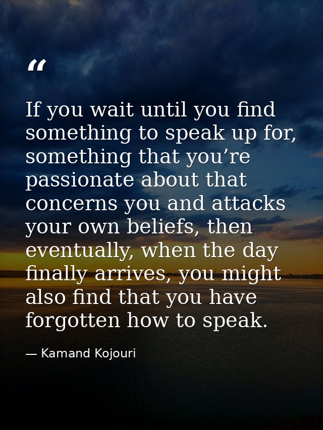 If you wait until you find something to speak up for, something that you’re passionate about that concerns you and attac — Kamand Kojouri