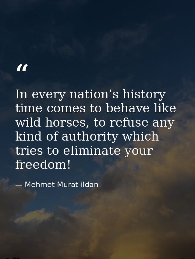In every nation’s history time comes to behave like wild horses, to refuse any kind of authority which tries to eliminat — Mehmet Murat ildan