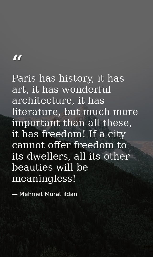 Paris has history, it has art, it has wonderful architecture, it has literature, but much more important than all these, — Mehmet Murat ildan