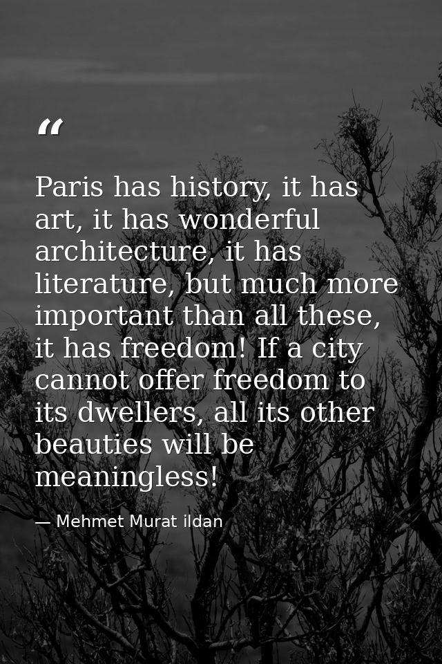 Paris has history, it has art, it has wonderful architecture, it has literature, but much more important than all these, — Mehmet Murat ildan