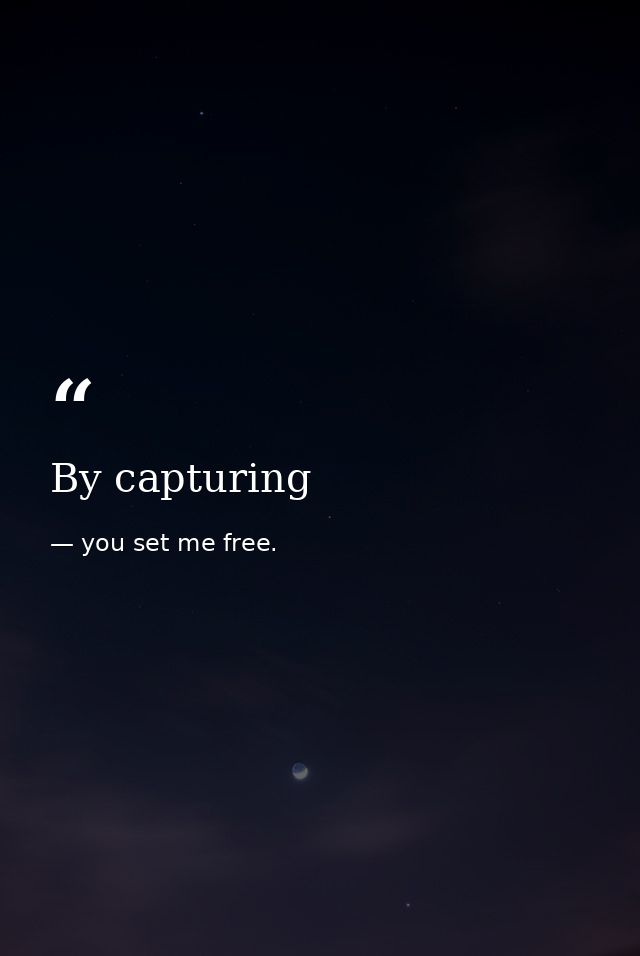 By capturing — you set me free.