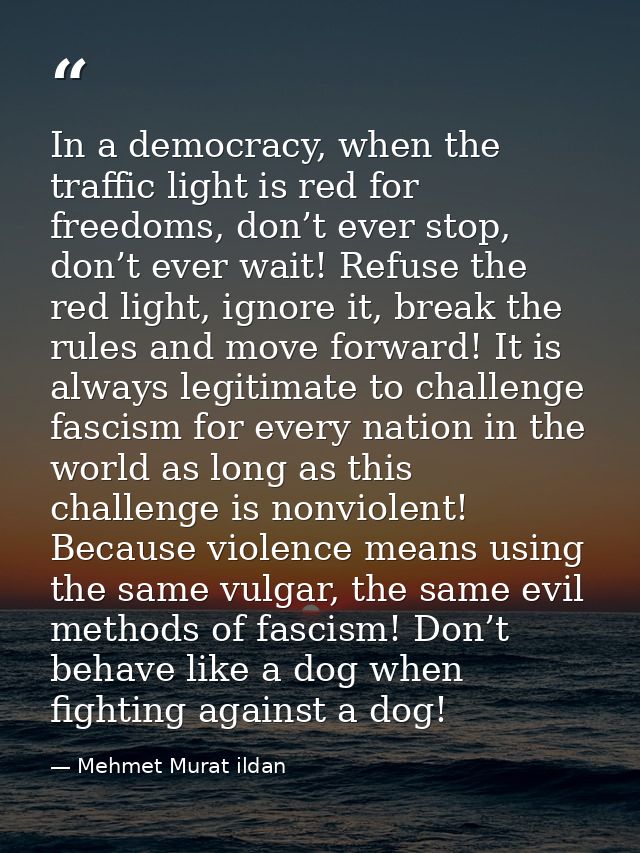In a democracy, when the traffic light is red for freedoms, don’t ever stop, don’t ever wait! Refuse the red light, igno — Mehmet Murat ildan