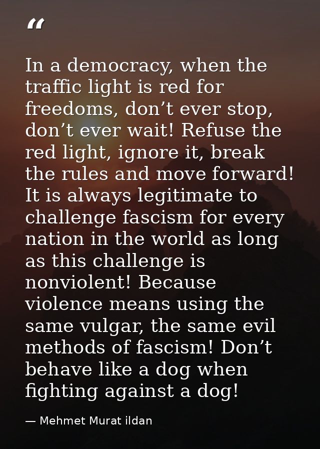 In a democracy, when the traffic light is red for freedoms, don’t ever stop, don’t ever wait! Refuse the red light, igno — Mehmet Murat ildan