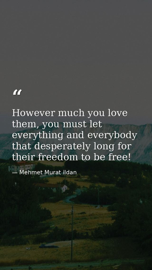 However much you love them, you must let everything and everybody that desperately long for their freedom to be free! — Mehmet Murat ildan