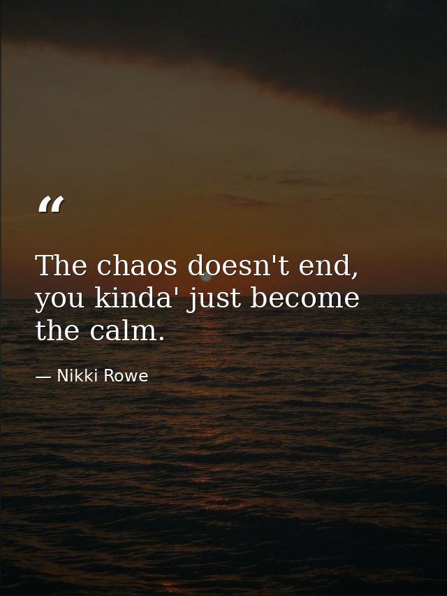 The chaos doesn't end, you kinda' just become the calm. — Nikki Rowe