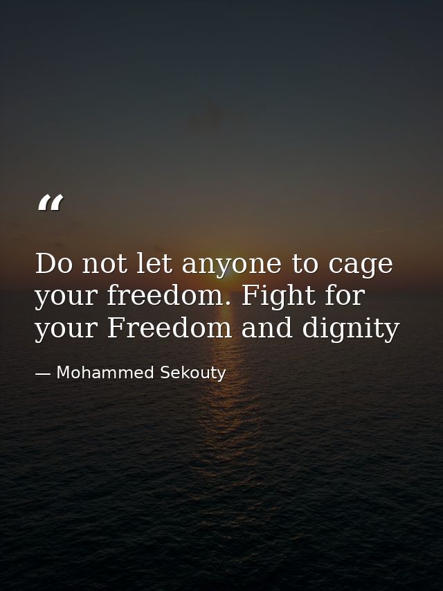 Do not let anyone to cage your freedom. Fight for your Freedom and dignity — Mohammed Sekouty