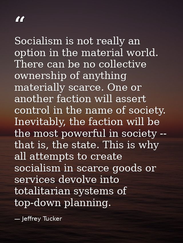 Socialism is not really an option in the material world. There can be no collective ownership of anything materially sca — Jeffrey Tucker