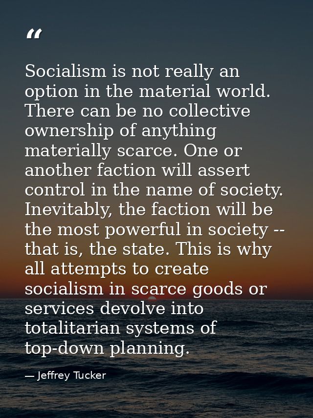 Socialism is not really an option in the material world. There can be no collective ownership of anything materially sca — Jeffrey Tucker
