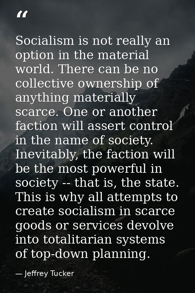Socialism is not really an option in the material world. There can be no collective ownership of anything materially sca — Jeffrey Tucker