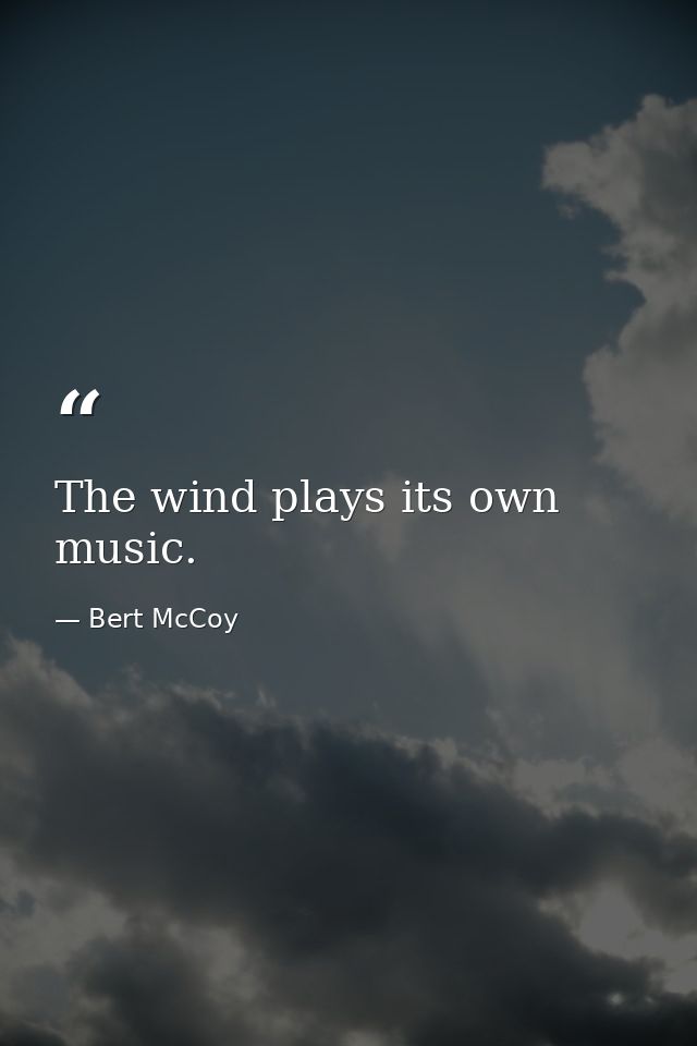 The wind plays its own music. — Bert McCoy
