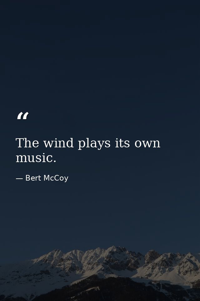 The wind plays its own music. — Bert McCoy