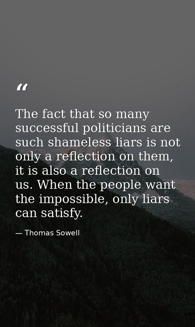 The fact that so many successful politicians are such shameless liars is not only a reflection on them, it is also a ref — Thomas Sowell