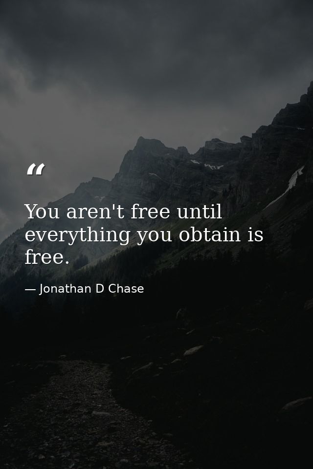 You aren't free until everything you obtain is free. — Jonathan D Chase