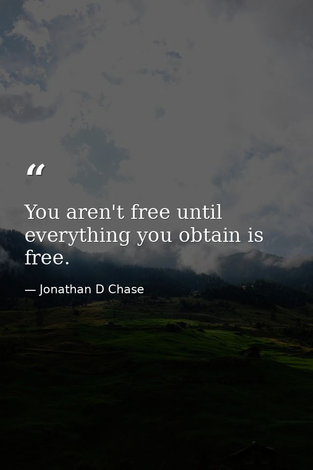 You aren't free until everything you obtain is free. — Jonathan D Chase
