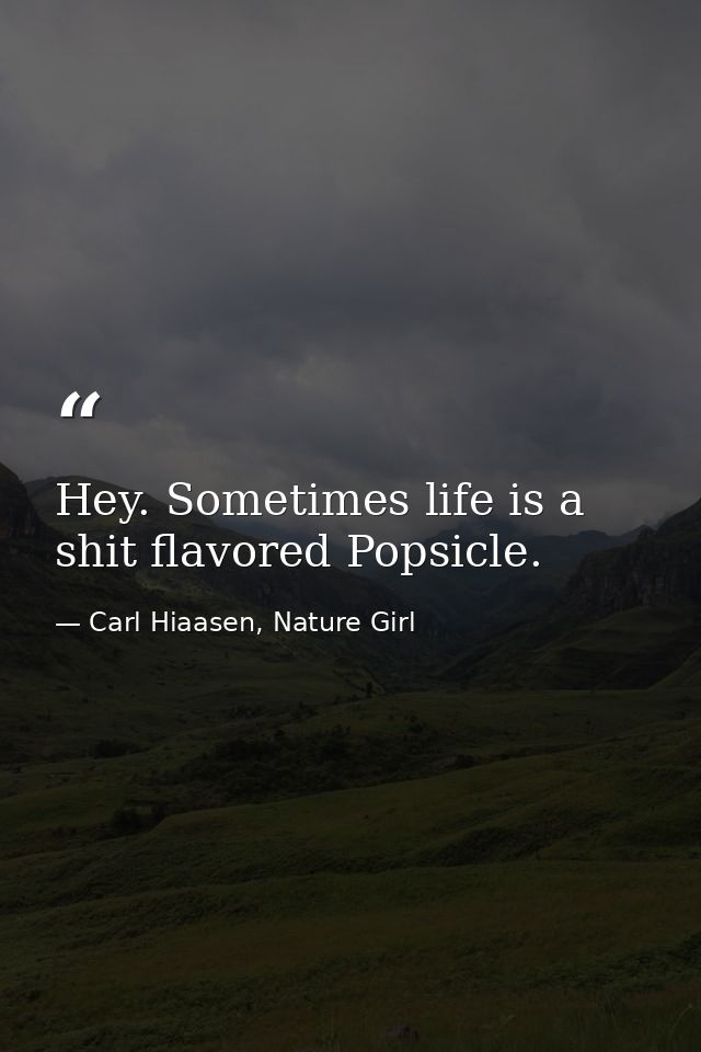 Hey. Sometimes life is a shit flavored Popsicle. — Carl Hiaasen, Nature Girl