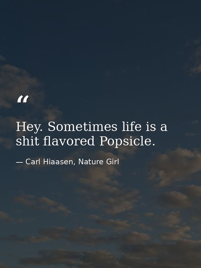 Hey. Sometimes life is a shit flavored Popsicle. — Carl Hiaasen, Nature Girl