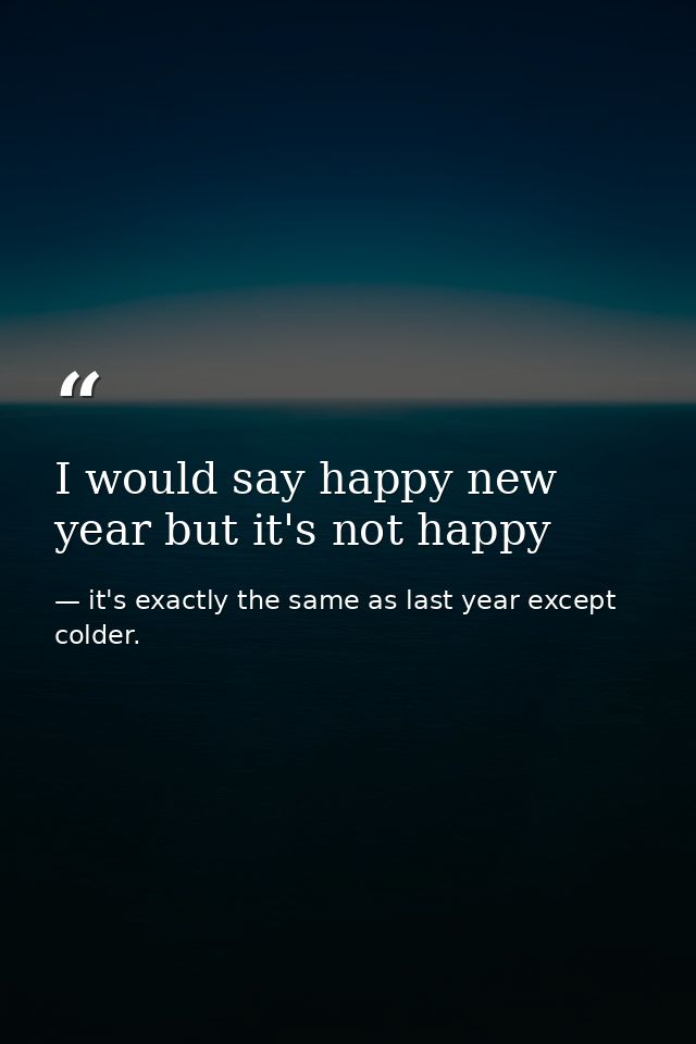 I would say happy new year but it's not happy — it's exactly the same as last year except colder.