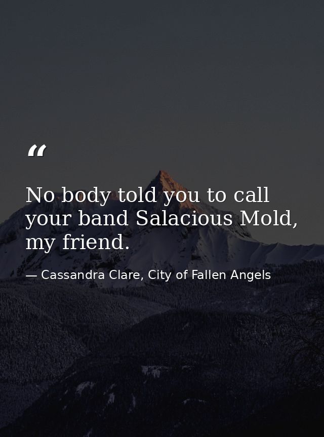 No body told you to call your band Salacious Mold, my friend. — Cassandra Clare, City of Fallen Angels
