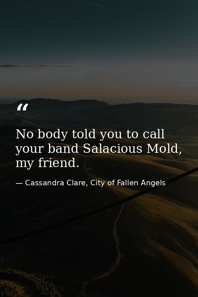 No body told you to call your band Salacious Mold, my friend. — Cassandra Clare, City of Fallen Angels