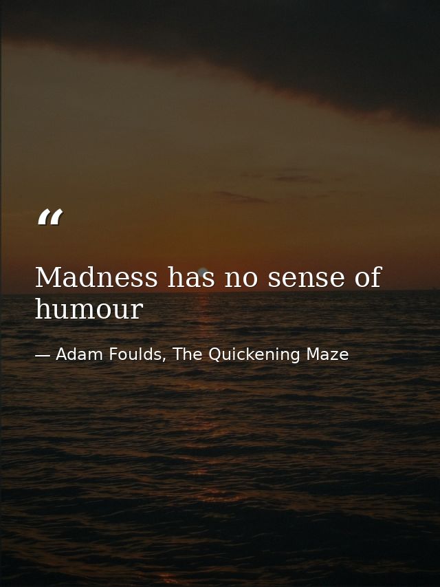 Madness has no sense of humour — Adam Foulds, The Quickening Maze