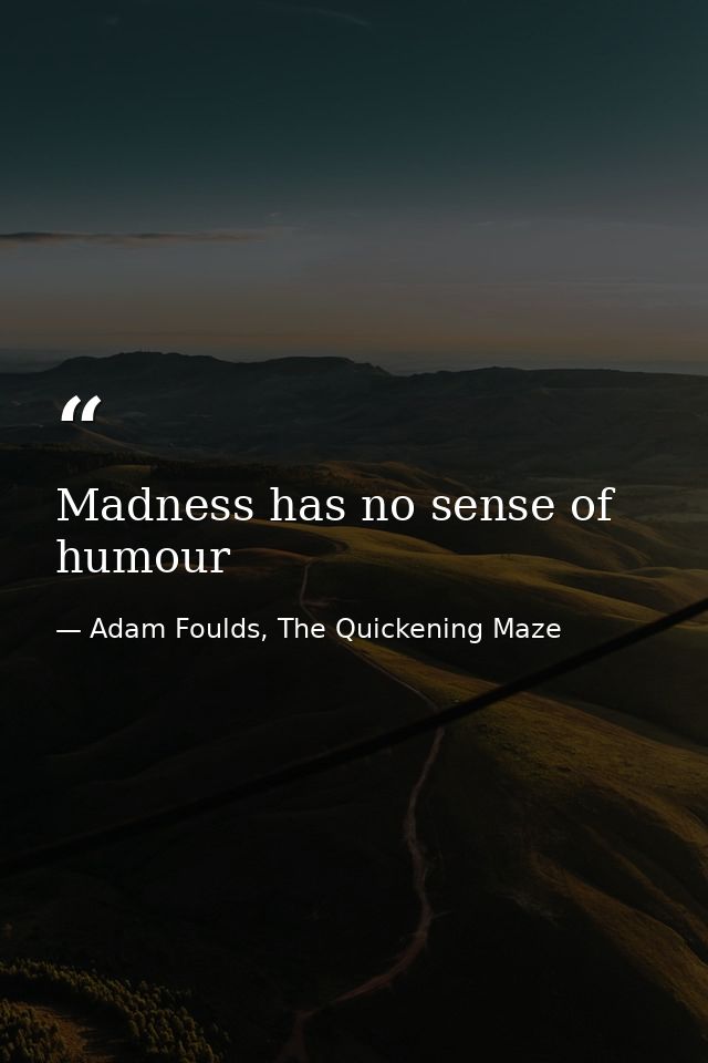 Madness has no sense of humour — Adam Foulds, The Quickening Maze