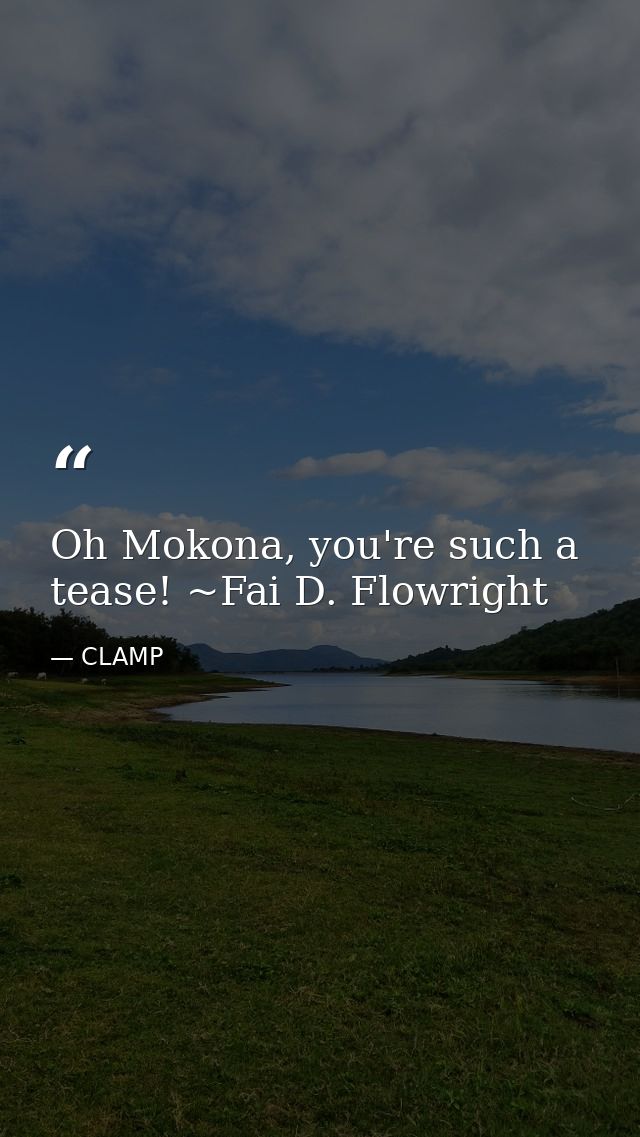 Oh Mokona, you're such a tease! ~Fai D. Flowright — CLAMP