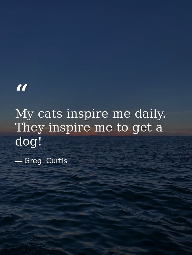 My cats inspire me daily. They inspire me to get a dog! — Greg  Curtis
