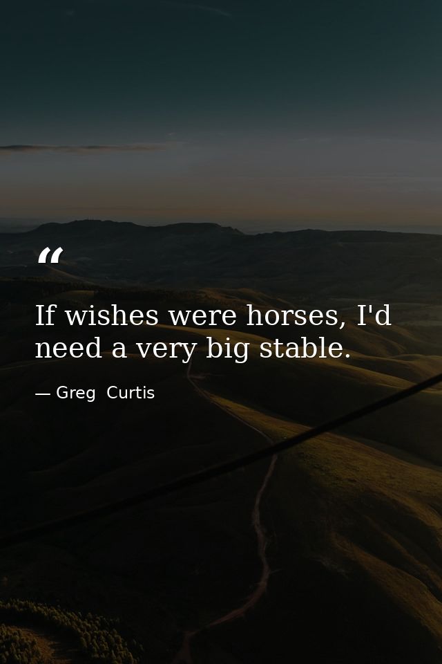 If wishes were horses, I'd need a very big stable. — Greg  Curtis