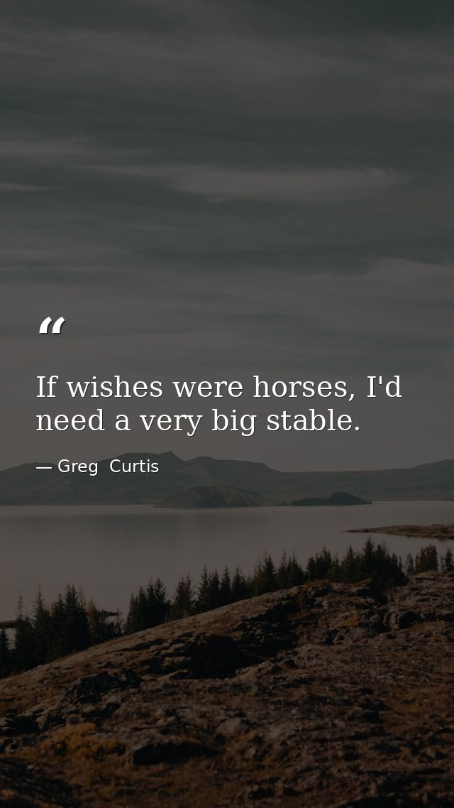 If wishes were horses, I'd need a very big stable. — Greg  Curtis