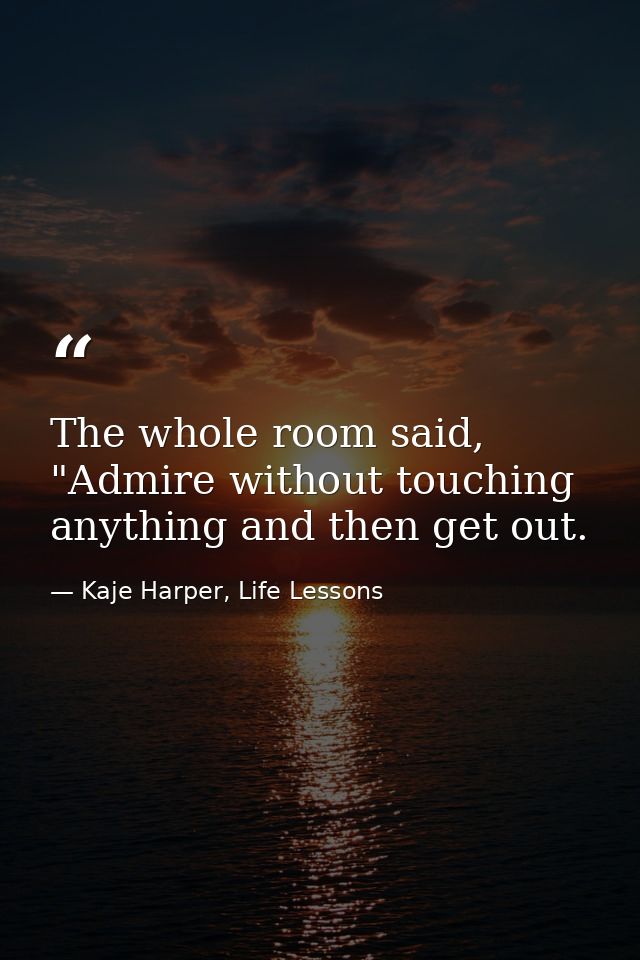 The whole room said, "Admire without touching anything and then get out. — Kaje Harper, Life Lessons