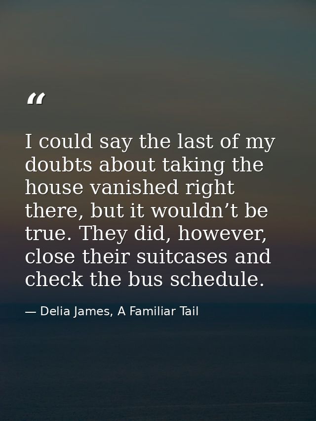 I could say the last of my doubts about taking the house vanished right there, but it wouldn’t be true. They did, howeve — Delia James, A Familiar Tail