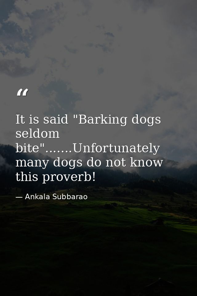 It is said "Barking dogs seldom bite".......Unfortunately many dogs do not know this proverb! — Ankala Subbarao