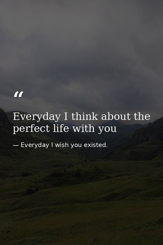 Everyday I think about the perfect life with you — Everyday I wish you existed.