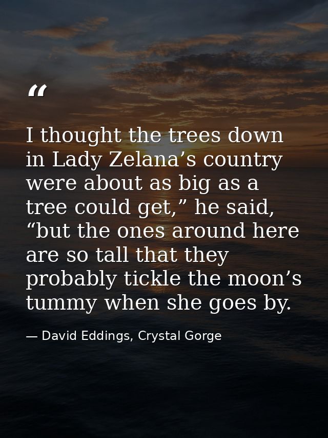 I thought the trees down in Lady Zelana’s country were about as big as a tree could get,” he said, “but the ones around  — David Eddings, Crystal Gorge